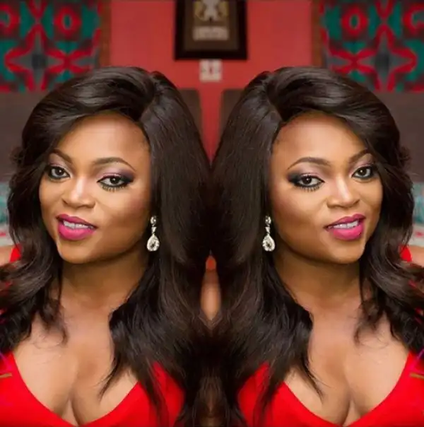 Actress Funke Akindele flaunts cleavage in new makeup photos